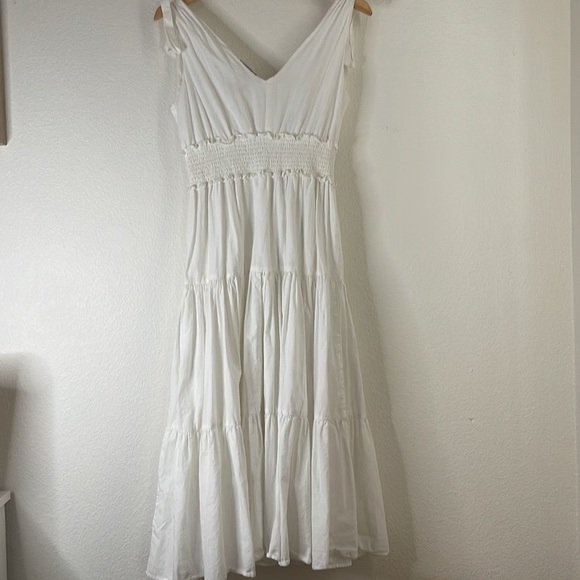 NWT Vince Comuto| Sleeveless V-Neck Poplin Smocked Waist Maxi Dress| White|Small - Picture 5 of 6